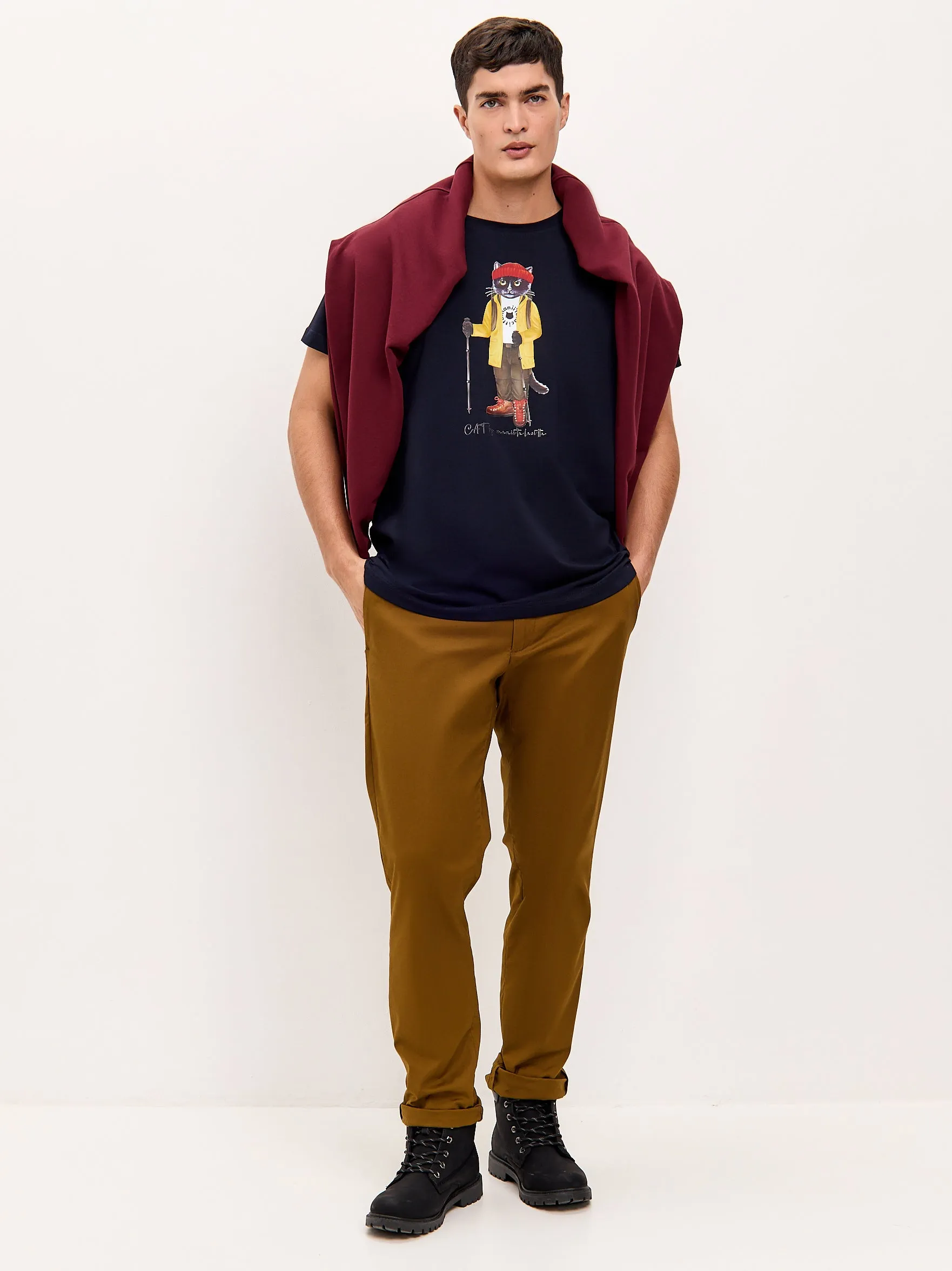 Blue Printed T-shirt TRAVEL CAT