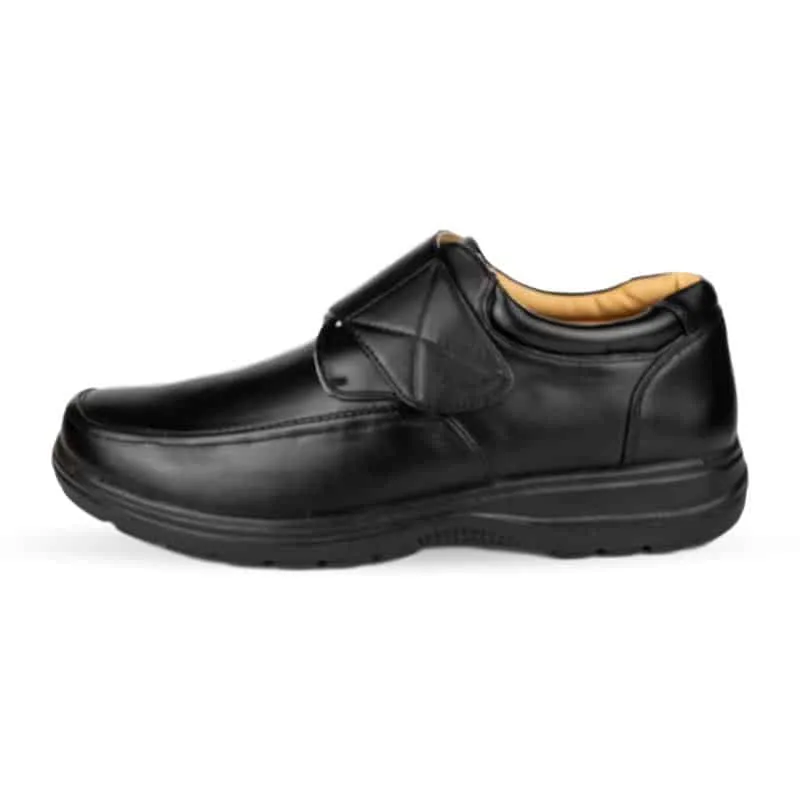 Mens Black Touch Fasten Comfort  Shoe
